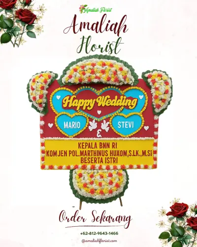 Karangan Papan Bunga Pernikahan di Selapajang